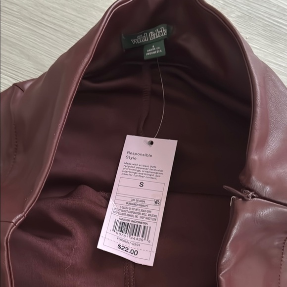 Burgundy Faux Leather Mini Skirt - Picture 2 of 4